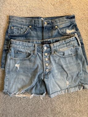 Lucky Brand Light Blue Distressed Denim Shorts & 7 for all mankind shorts